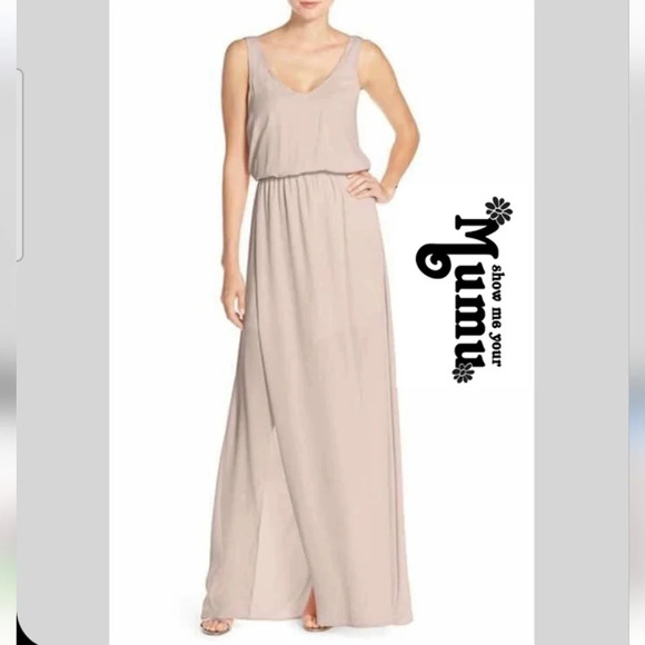 NEW Show Me Your MuMu Dusty Pink Grey Feminine Bridesmaid Maxi Dress Size Small - Picture 1 of 10